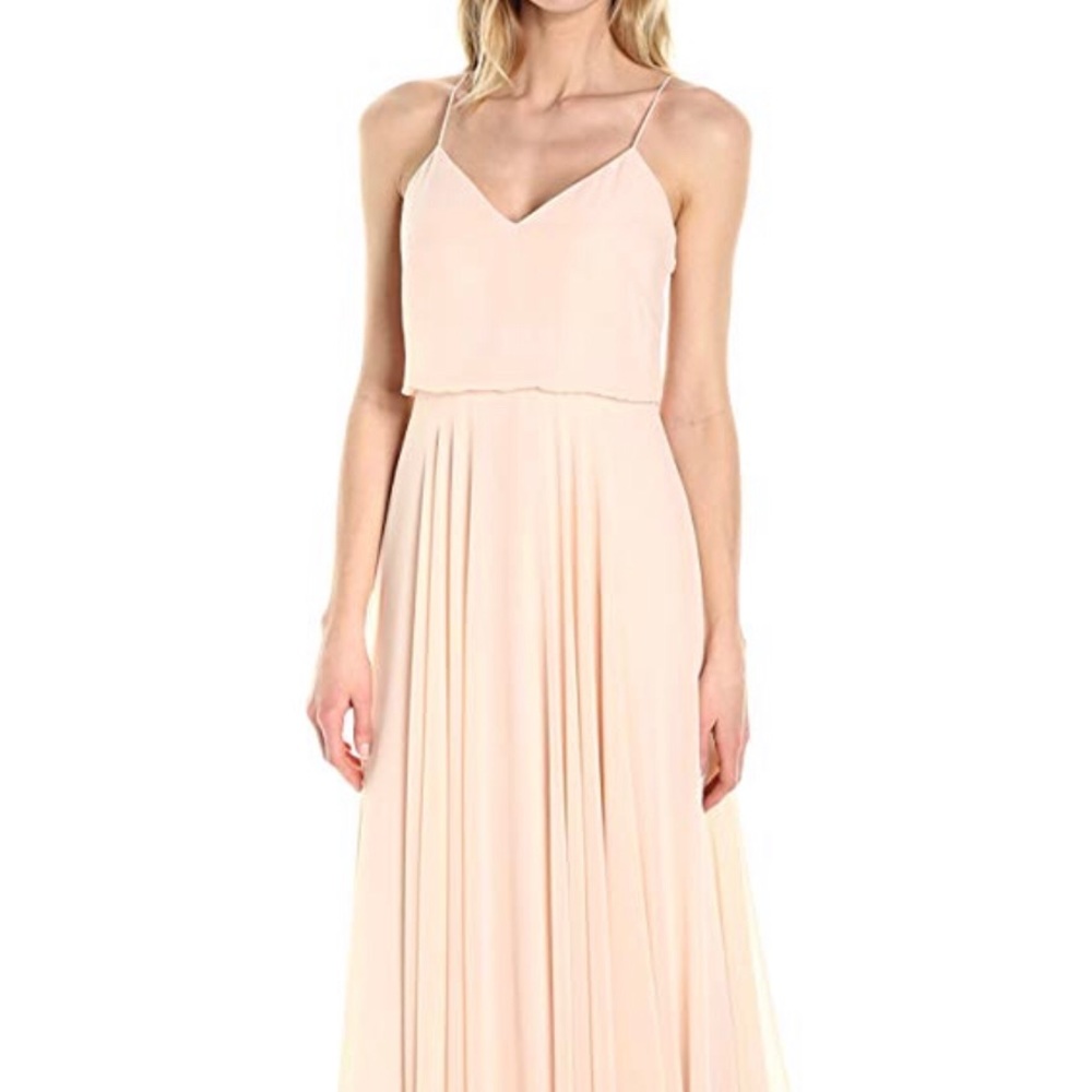 Jenny Yoo Inesse V Neck thin long chiffon gown wedding bridesmaid